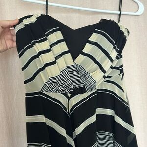 MM Couture strapless Large Cream and Black dress